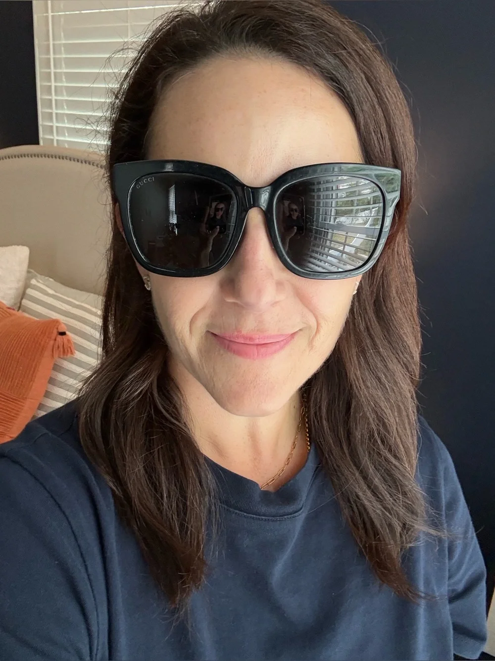 Oversized Authentic Gucci Black Sunglasses with Gold GG Medallions